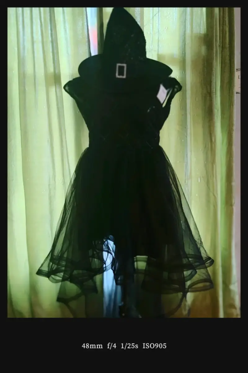 Disfraz de bruja negro con sombrero - 6