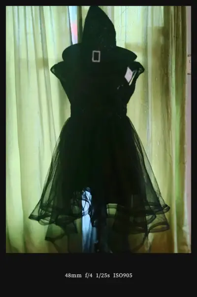Disfraz de bruja negro con sombrero - miniatura 6