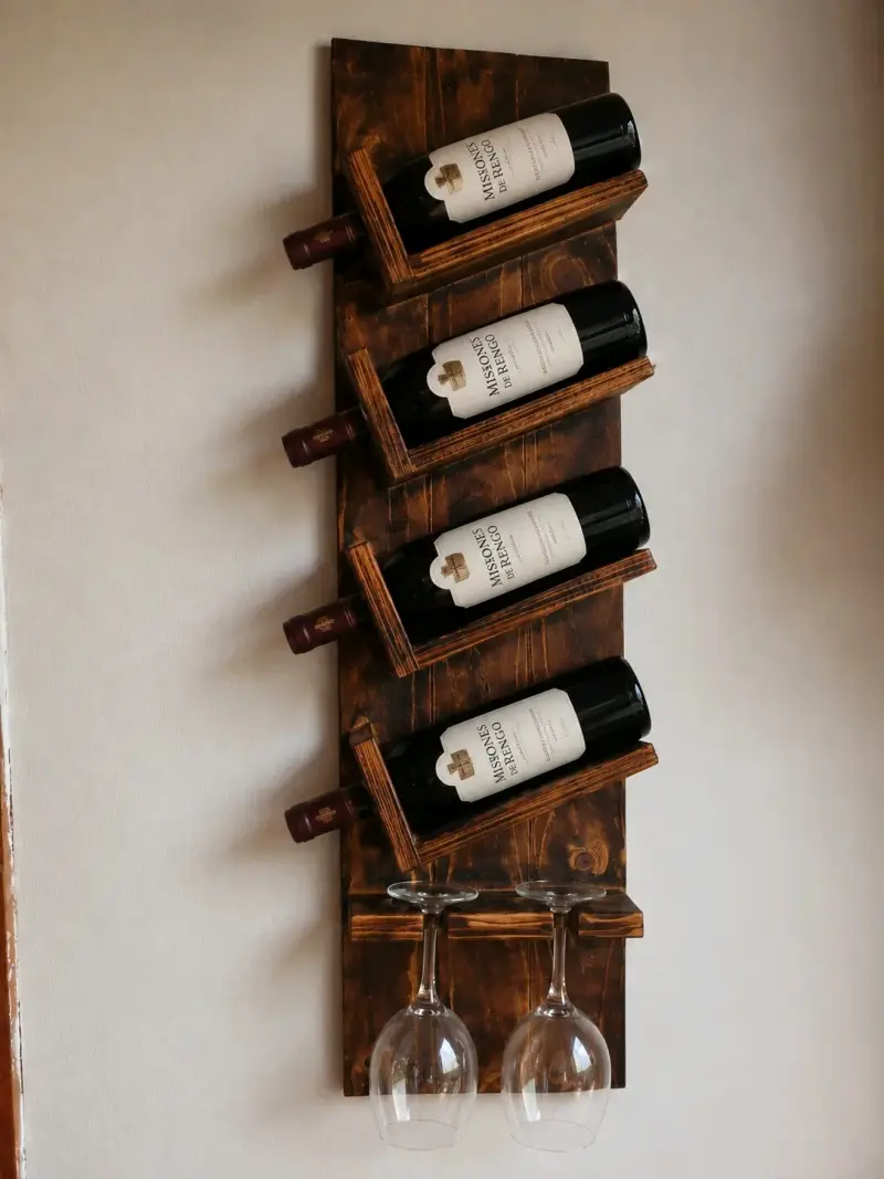 Estante de madera para vinos y copas - 2