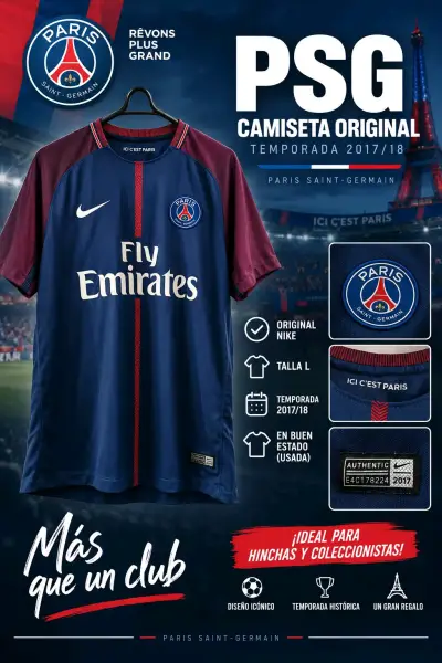 Camiseta PSG Nike 2017/18 Talla L - miniatura 1