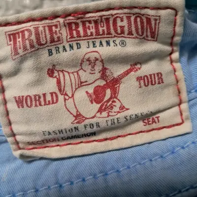 Jeans celestes tela  True Religion para mujer - miniatura 5