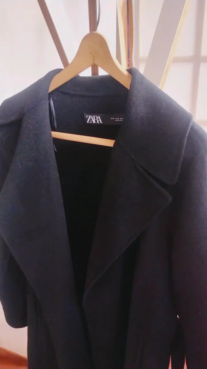 Abrigo negro de lana Zara para mujer - 4