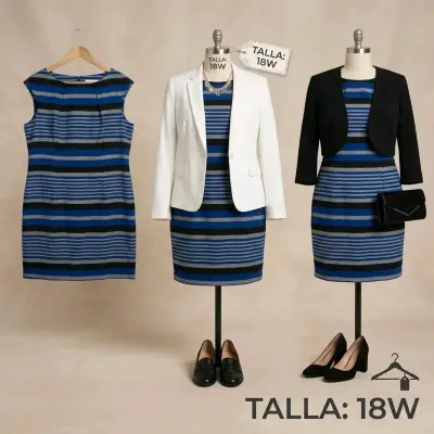 Vestido de rayas azul y negro talla 18W - miniatura 2