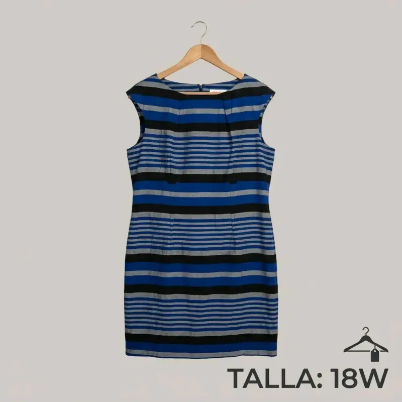 Vestido de rayas azul y negro talla 18W - 3
