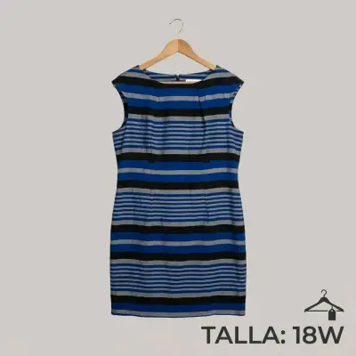 Vestido de rayas azul y negro talla 18W - miniatura 3