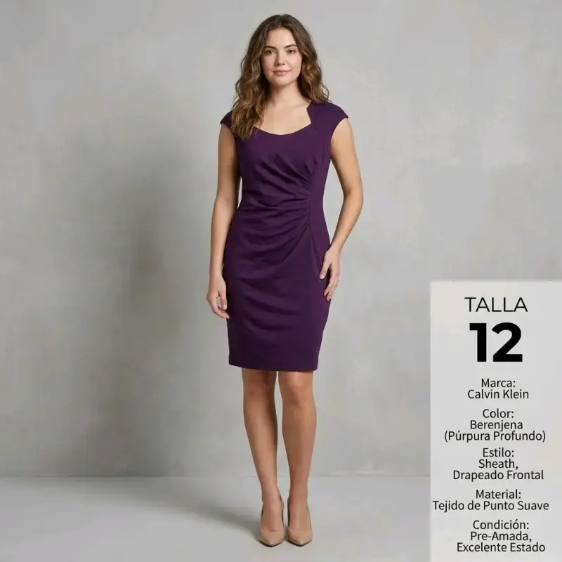 Vestido Calvin Klein Berenjena Talla 12 - 1
