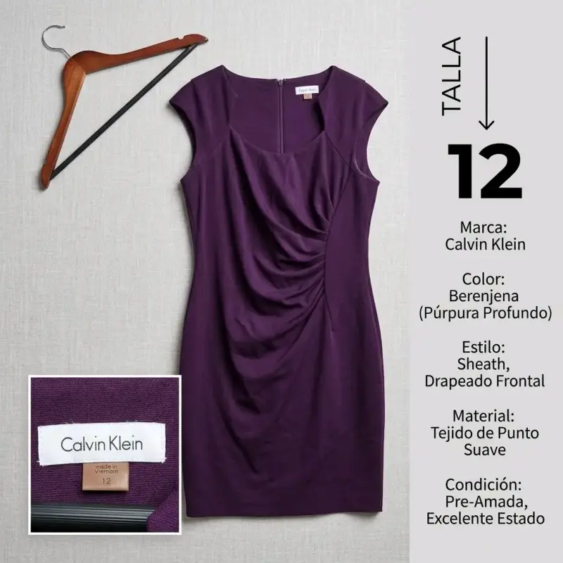 Vestido Calvin Klein Berenjena Talla 12 - 2