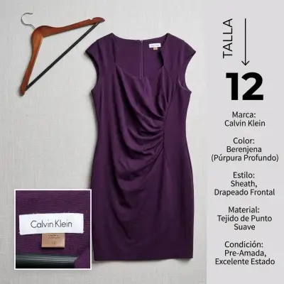 Vestido Calvin Klein Berenjena Talla 12 - miniatura 2