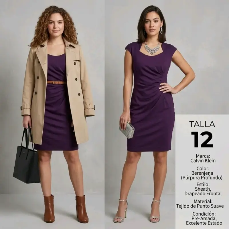 Vestido Calvin Klein Berenjena Talla 12 - 3