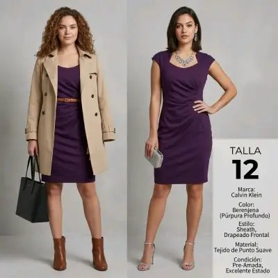 Vestido Calvin Klein Berenjena Talla 12 - miniatura 3