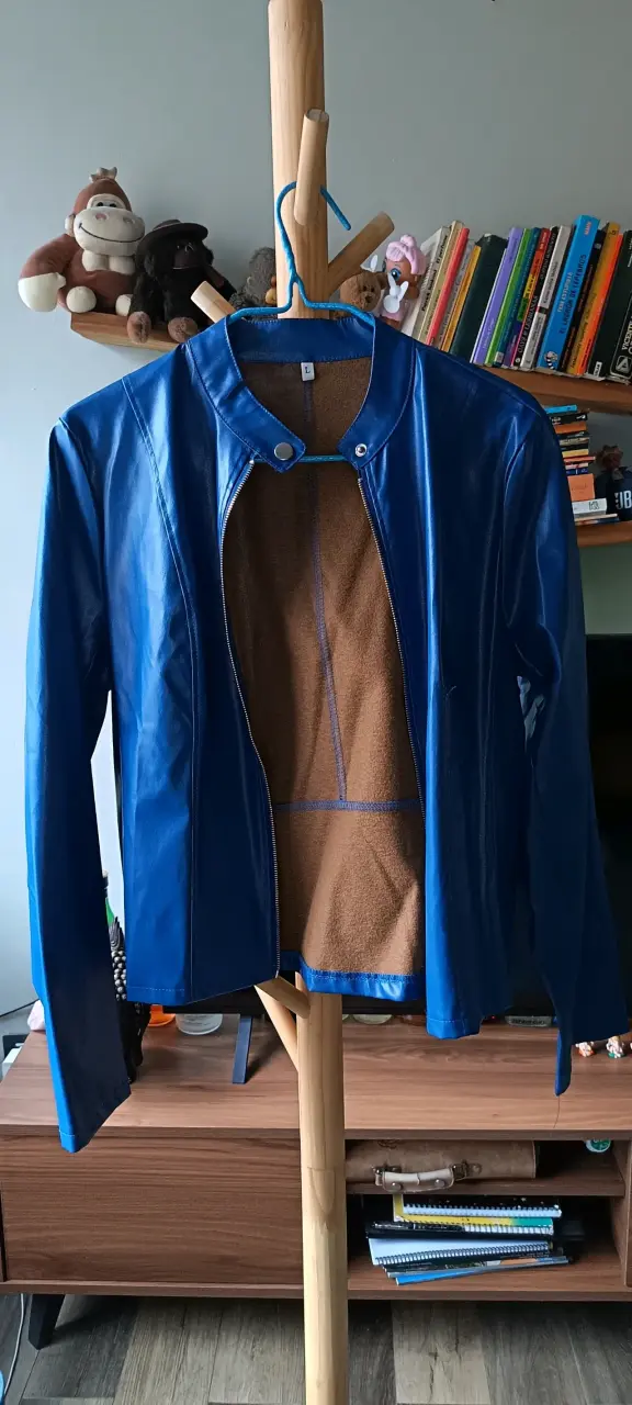 Chaqueta azul de cuero sintético para mujer - 2