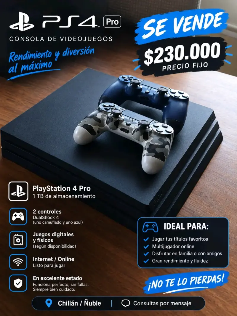 Consola PS4 Pro con 2 controles DualShock 4 - 1