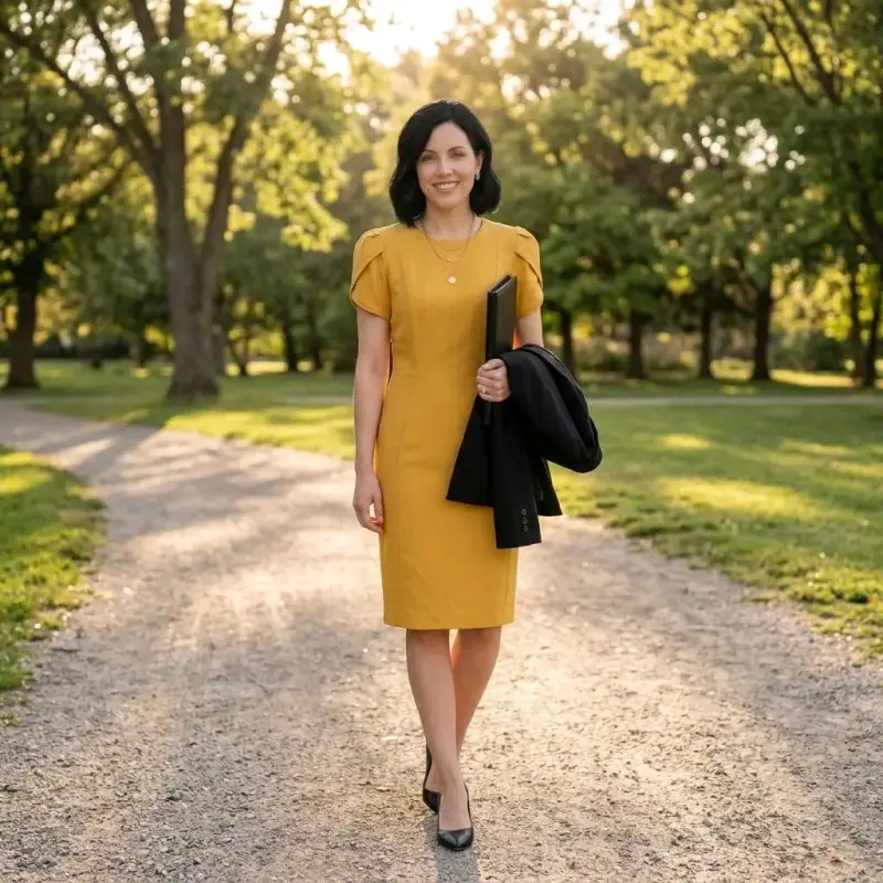 Vestido amarillo talla 6 con mangas abullonadas - 2