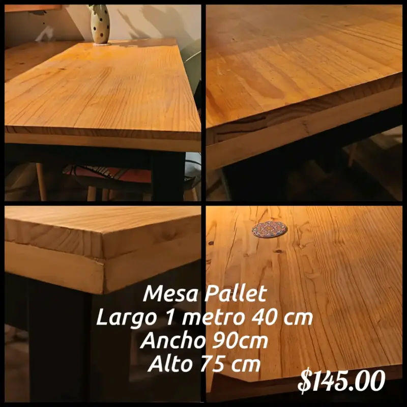 Mesa de comedor de madera con patas negras - 5