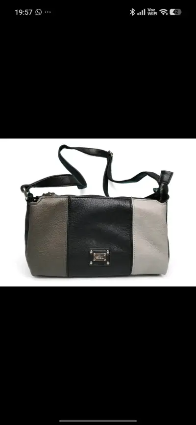Cartera de cuero bicolor con correa ajustable - miniatura 2