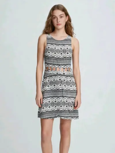 Vestido corto estampado con diseño tribal - miniatura 1