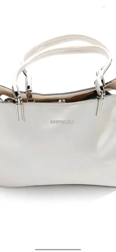 Cartera blanca de cuero Amphora elegante - miniatura 1