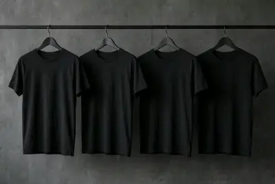 Pack de 4 poleras negras de algodón premium - miniatura 4