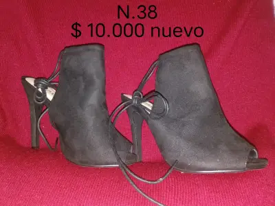 Botines de tacón alto negros nuevos talla 38 - miniatura 1