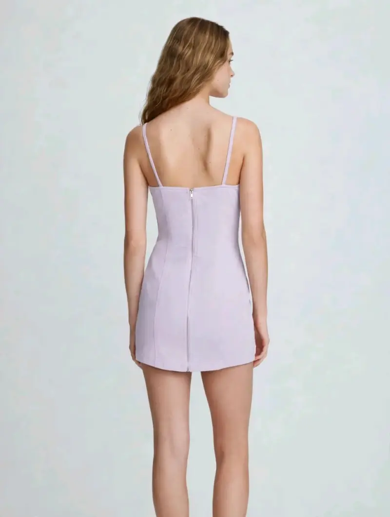 Vestido corto lila con tirantes delgados - 2