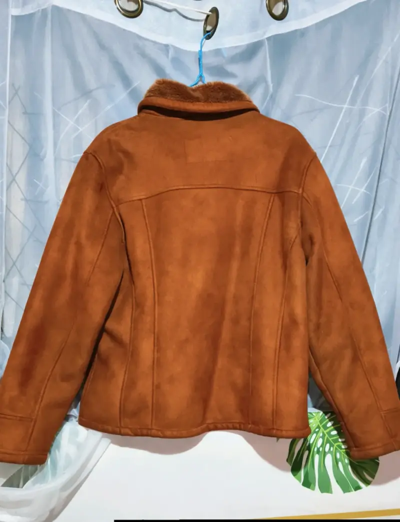 Chaqueta de gamuza marrón con forro cálido - 2