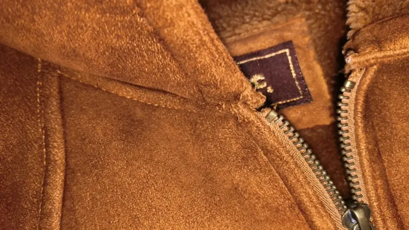 Chaqueta de gamuza marrón con forro cálido - 5