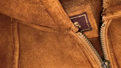 Chaqueta de gamuza marrón con forro cálido - miniatura 5
