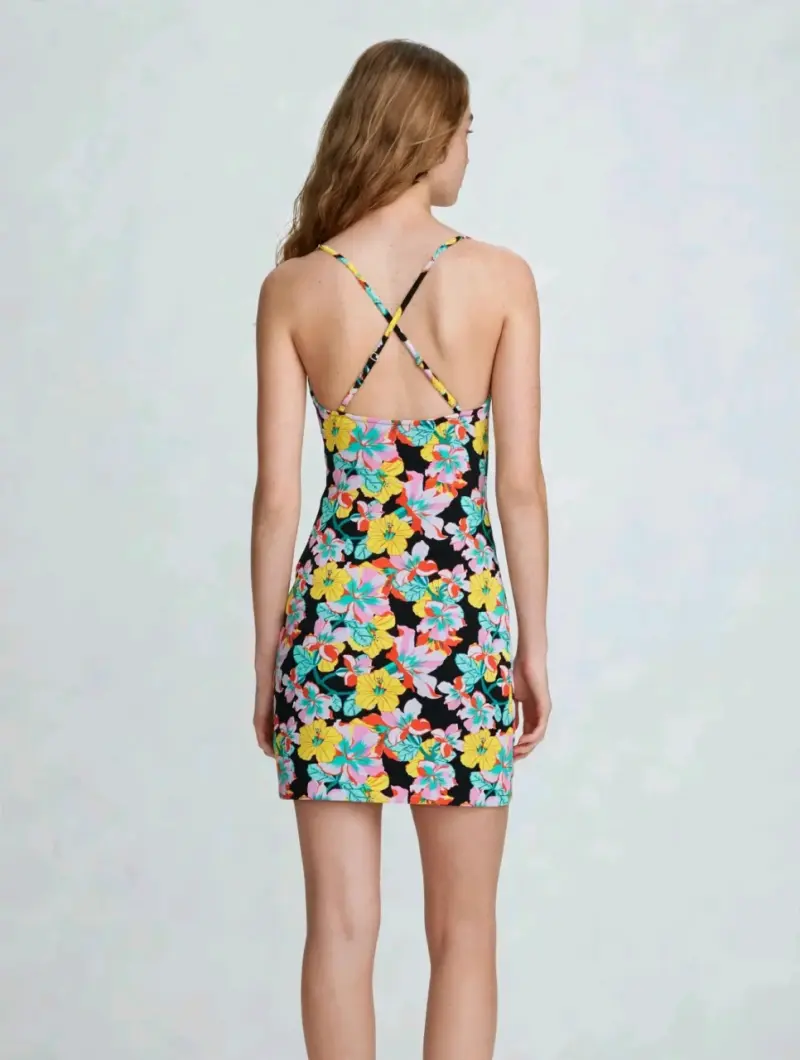 Vestido corto floral con tirantes cruzados - 2