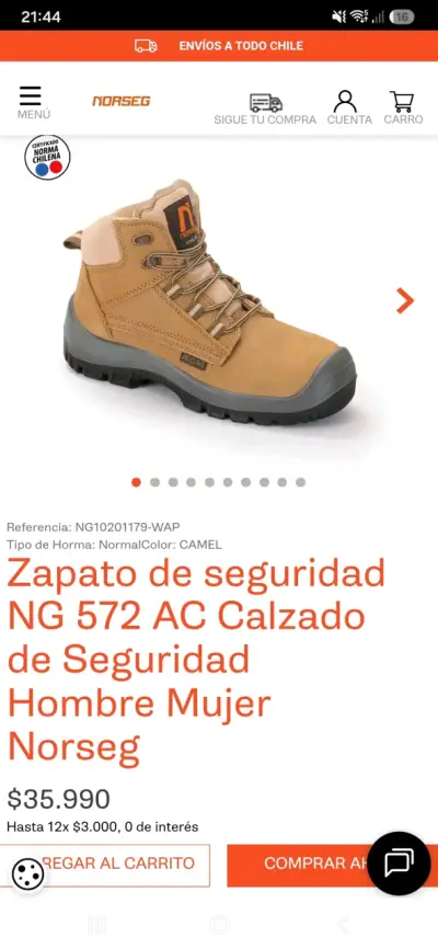 Botas de seguridad Norseg anticlavo color marrón - miniatura 6