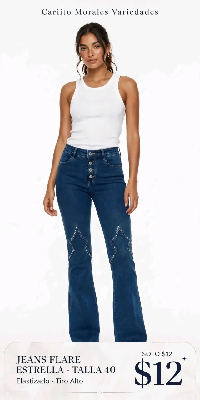 Jeans Flare Estrella Talla 40 Elastizado