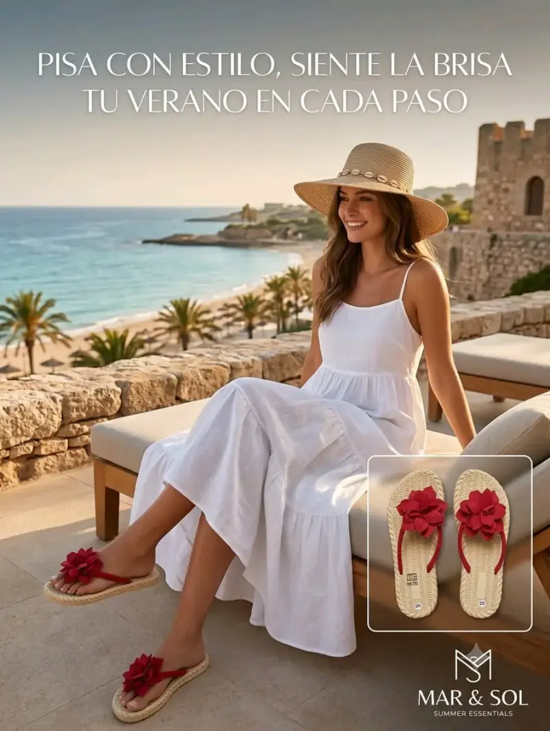 Sandalias de rafia con flores decorativas - 4
