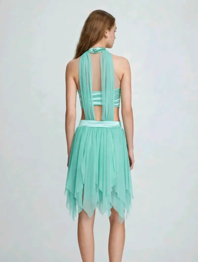Vestido de baile turquesa con lentejuelas - 2