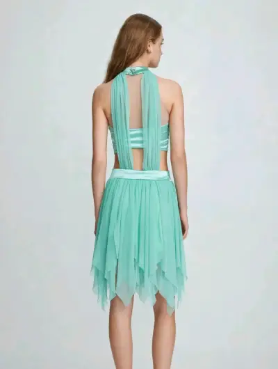 Vestido de baile turquesa con lentejuelas - miniatura 2