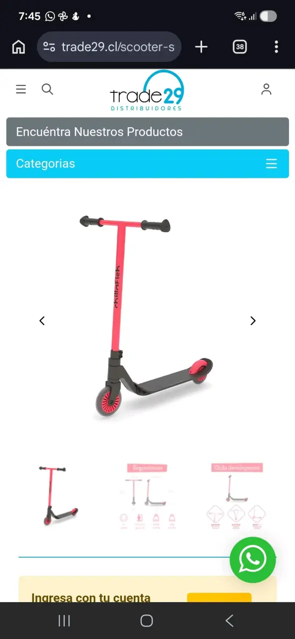 Scooter Chillafish Scooti Rosa con Freno Integrado - 1