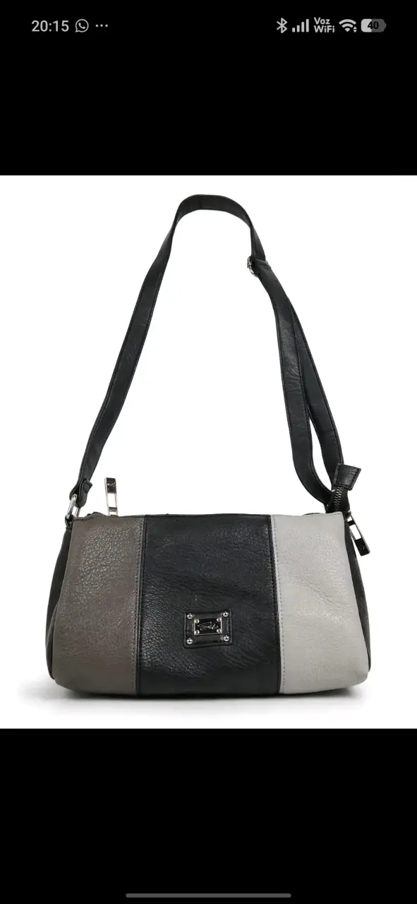 Cartera de cuero tricolor con correa ajustable - 1