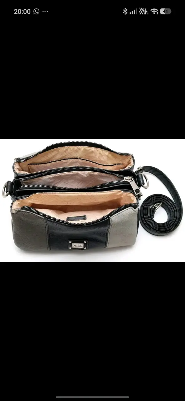 Cartera de cuero tricolor con correa ajustable - 2
