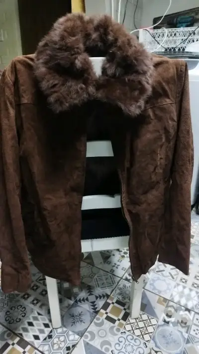 Chaqueta de gamuza cuero 100%Marron - miniatura 1