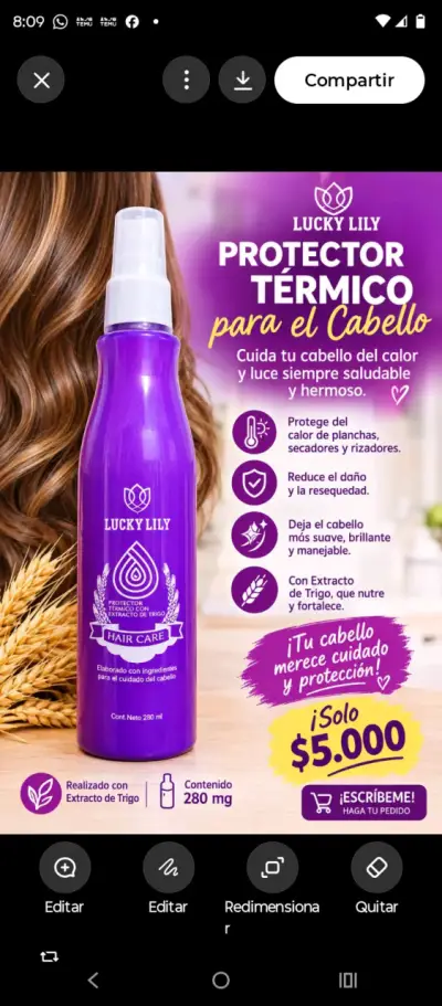 Protector Térmico para Cabello Lucky Lily 280ml - miniatura 1