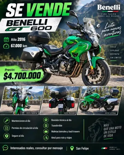 Moto Benelli GT 600 año 2016 - miniatura 1