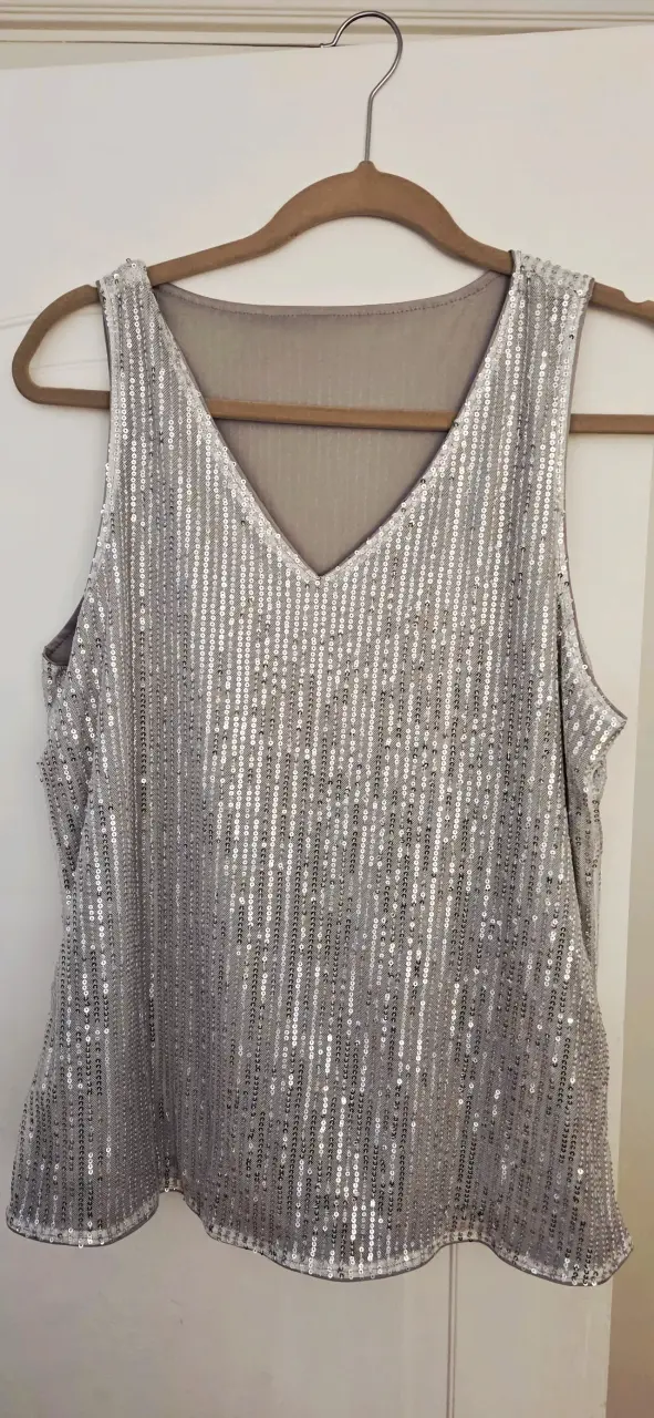Blusa Plateada con Lentejuelas para Fiesta - 1