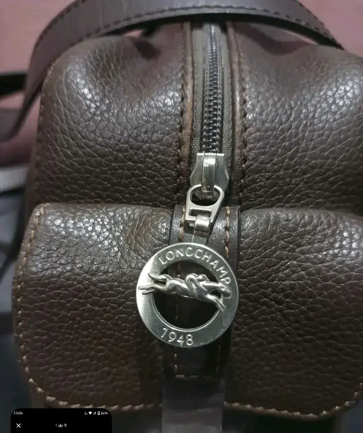 Bolso de cuero marrón Longchamp elegante - 2