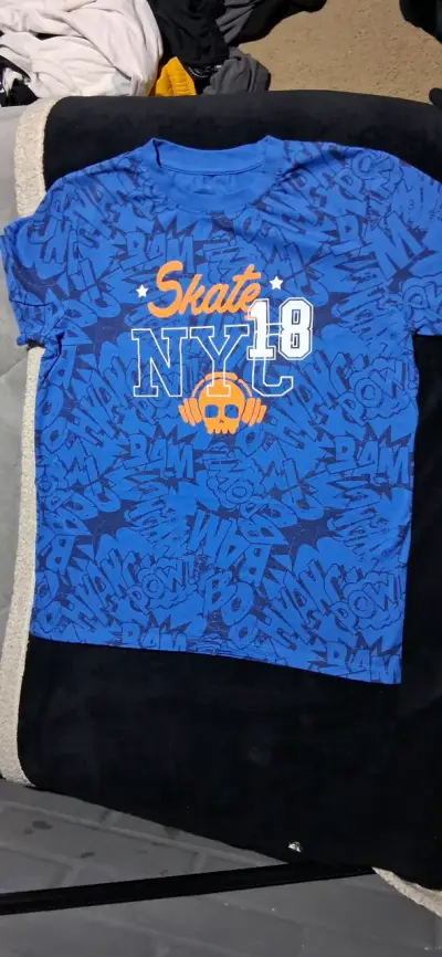 Polera azul estampada para niño talla 14 - miniatura 1