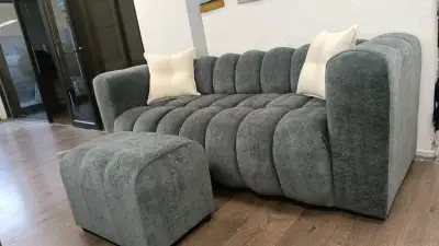 Sofá modular seccional de terciopelo marrón - miniatura 4