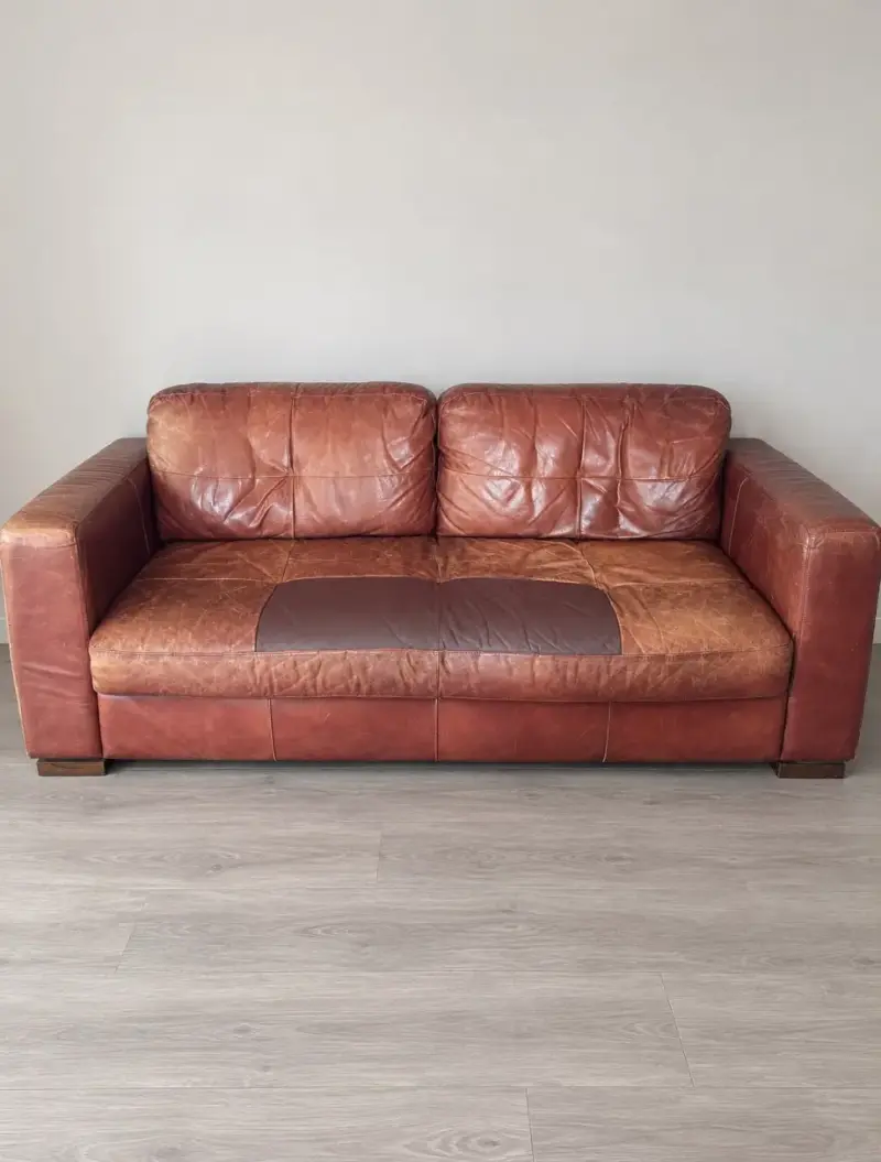 Sofá Rosen de cuero natural, 3 cuerpos — 213 cm - 1