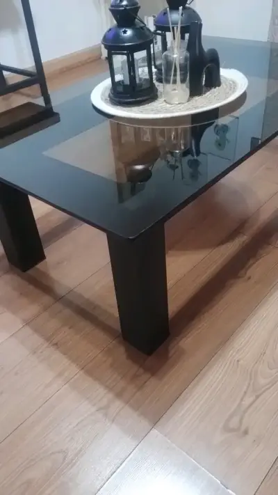 Mesa de Centro de Vidrio Negro Moderna - miniatura 1