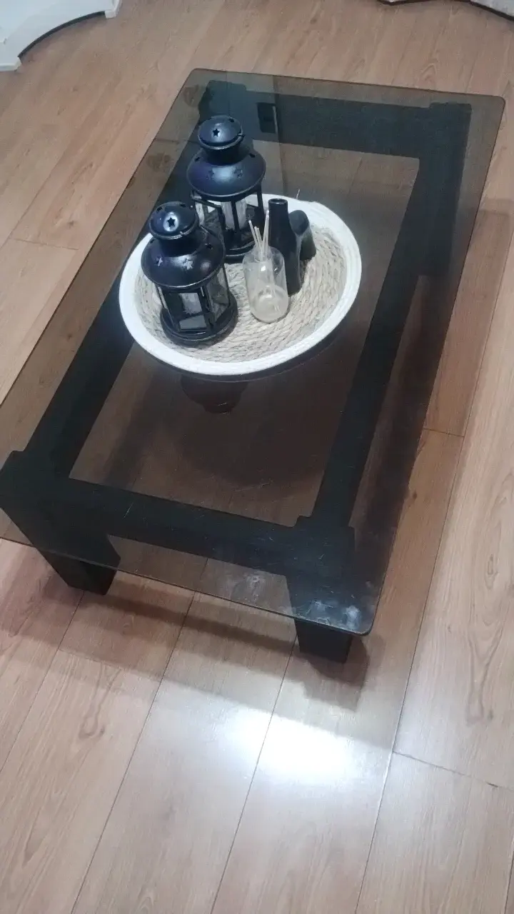 Mesa de Centro de Vidrio Negro Moderna - 2