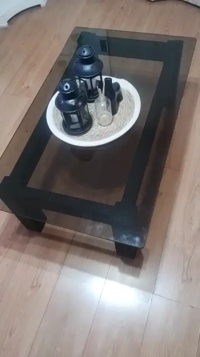 Mesa de Centro de Vidrio Negro Moderna - miniatura 2