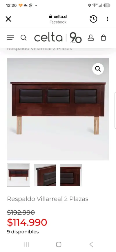 Respaldo de Cama Villarreal 2 Plazas Madera - miniatura 1