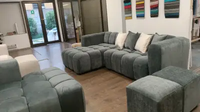 Living modular esquinero blanco moderno - miniatura 6
