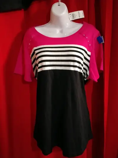 Polera de rayas Karen Scott Sport Plus talla 1X - miniatura 1